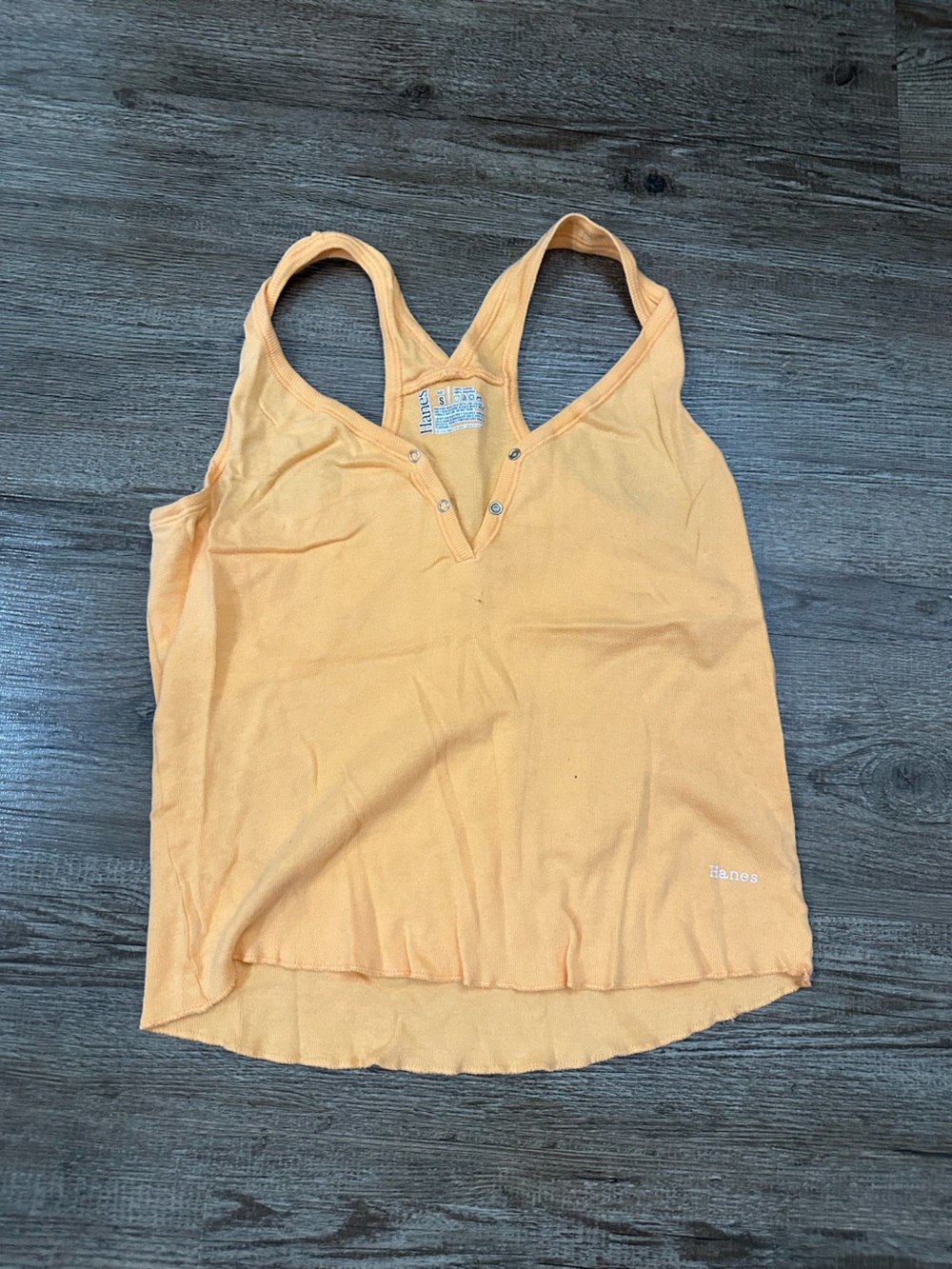 Hanes Women’s Peach Racerback Tank with Snap V-Neck